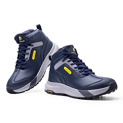 Fitville Men's Extra Wide Hiking Boots High-Top Outdoor Walking Shoes Trekking Boots With Arch Support For Heel Pain Relief - Rugged Core (Blue, 10.5 X-Wide) #TOP6