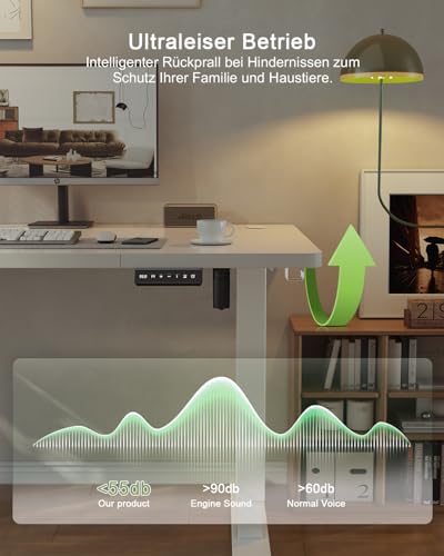 JUMMICO Höhenverstellbarer Schreibtisch mit USB