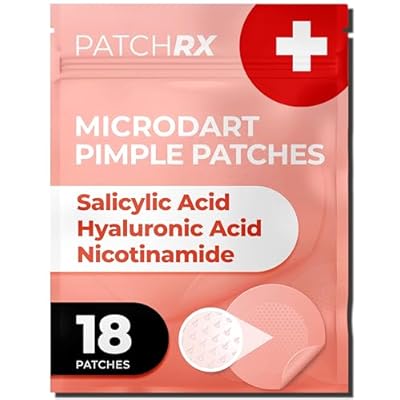 PatchRx Micro Needle Pimple Patch (18 Pack) - Hydrocolloid Micropoint Pimple Patch For Acne &amp; Pimples, Microdart Patch, Micro Dart Pimple Patches