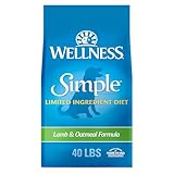 Wellness Simple Limited Ingredient Dry Dog Food for Sensitive Stomachs, Supports Skin & Coat, Wholesome Grains, Natural, Lamb & Oatmeal Recipe,(40-Pound Bag)