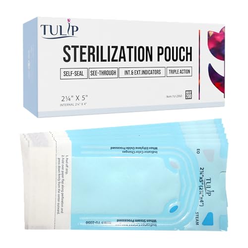 Self Sealing Pouch 3.5" x 5.25" (200 Pack) - Autoclave Sterilizer Bags for Clean Tools - Dental and Nail Sanitizer Packets by Tulip