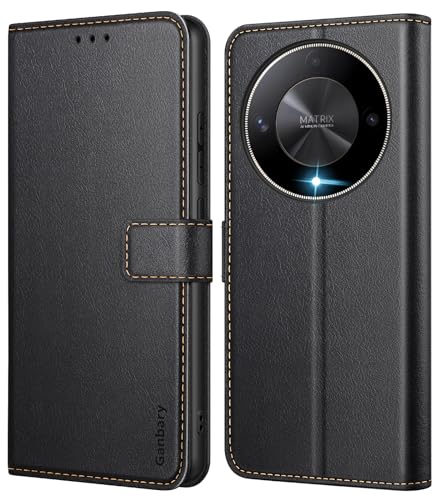 Ganbary Handyhülle für Honor Magic6 Lite Hülle, Premium Leder Klapphülle [Kartenschlitzen] [Magnetverschluss] [Standfunktion] kompatibel mit Honor Magic 6 Lite 5G Schutzhülle, Schwarz