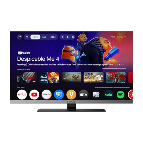 SYLVOX 32'' Smart RV TV, 12V/24V Google TV with Built-in DVD Player, 1080P Full HD RV Television, Anti-Vibration Design, Wide Voltage Protection (9–32V), Ultra-Narrow bezels(Limo Series 2026)