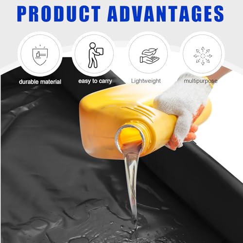 Image of Wettarn 1 Pcs Folding Duck Pond 2' x 2' Portable Spill Containment Berm Wall Containment Berm (Black)