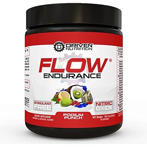 Driven Nutrition Flow - Cognitive Enhancing Nitric Oxide Nootropic - Endurance & Energy - Increase Focus, Athletic Performance, Muscle Mass - Vitamin B12 & Electrolytes - Podium Punch, 60 Servings Cover