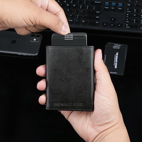 Image of The Wallet Store Men Aluminium Defender Rfid Protected Wallet Cardholder | Pop-Up Card Holder | Scan Proof | Case | Up To 8 Cards | Credit & Debit Card Holder (Black)
