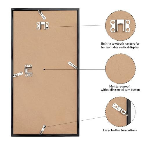 LaVie Home 8x16 Picture Frame for Wall Display, 8x16 Black Picture Frame with HD Plexiglas, 8 x 16 Frame 1 Pack, Display Frame for Vertical or Horizontal, Classic Collection