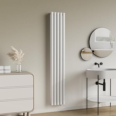 [neu.haus] Podwójny grzejnik panelowy, płaski design, centralne ogrzewanie do salonu, sypialni, łazienki, 1122 W, stal, 180 x 30 x 8 cm, biały