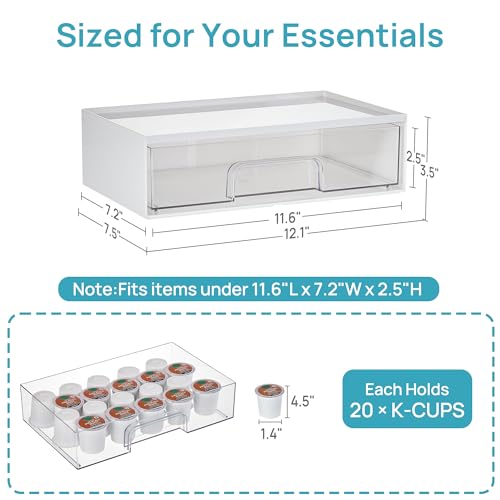 Image of Vtopmart 2 Pack Clear Stackable Storage Drawers,12.1''W Plastic Organizers Bins for Beauty Supplies, Ideal for Vanity, Bathroom, Cabinet, Room Organization, White