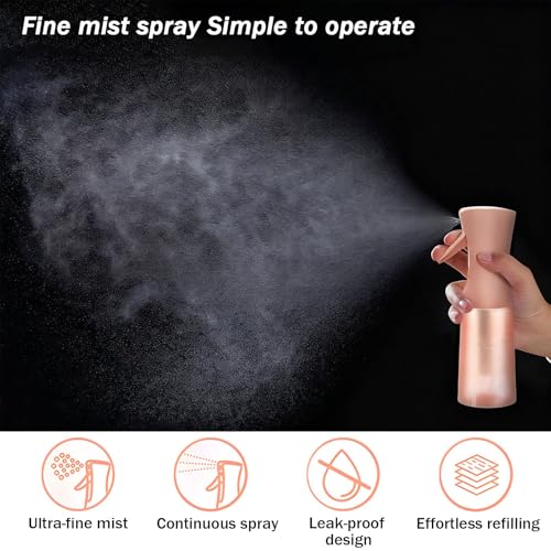 Zegnuem Sprühflasche, Spray Bottle Sprühflasche für Haare Haare Wasser Sprüher für Pflanzenpflege, Tierpflege, Hautpflege und Reinigung,Auslaufsichere(200ML Transparent+Rosa)
