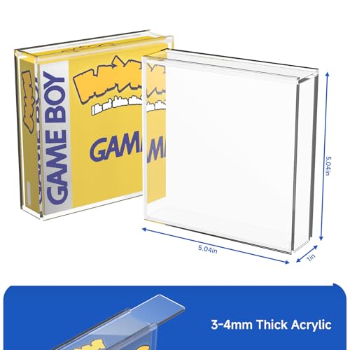 Image of Clear Acrylic Game Box Protector for GB GBC GBA Games | 3MM Thick Acrylic Display Case with Wall Mount, Compatible with Game Boy, Game Boy Color & Gameboy Advance Game Box, 1 Pack