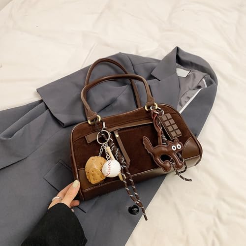 Bowler Bag Purse: Suede City Tote Bag For Women, Crossbody Handbags For Work Schools, Bolsas De Mujer3