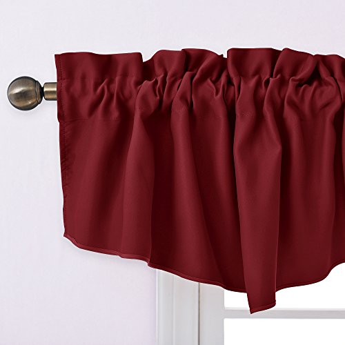 Nicetown Blackout Valance For Small Window - Functional Ascot Rod Pocket Curtain Top Decoration Valance Drape Tier For Living Room/Kitchen/Bedroom/Nursery, 52W By 18L Inches, Burgundy, 1 Piece #TOP2