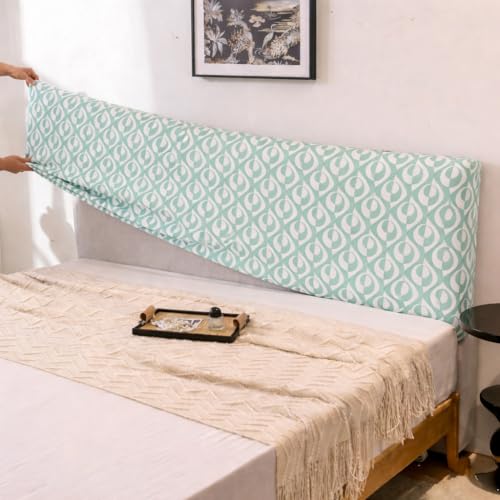 Image of HOMETHREADS Stretchable Lycra /Velvet Headboard Cover | Soft, Dust-Proof & Wrinkle-Resistant Bed Back Protector | Fits Leather, Wooden & Fabric Bedsides | for 6ft to 6.5ft Beds (Green, 178x65Cm)