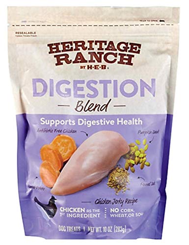 Heritage Ranch Digestion Blend Chicken Jerky Style Dog Treat That are Grain Free for Small and Large Dogs That Help Support Supports Hip & Joint Wellness, One - 10oz Bag