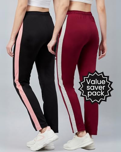 Image of BLINKIN Women's Relaxed Fit Mid Rise Cotton Pajamas Combo, Pack of 2-The Ultimate Track Pants : Ideal Lower for Night Wear & Comfort Wear