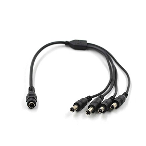PK Power CCTV Security Camera 5.5/2.1mm 1 to 4 Port Power Splitter Cable Pigtails 12V DC