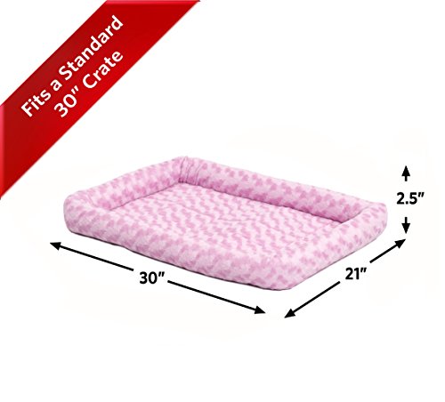 Image of MidWest Homes for Pets QuietTime Fashion Dog Bed - Pink Faux Fur Bolster, Ultra-Soft and Machine Washable, Fits 30-Inch Crates and Carriers, for Medium Breed Dogs