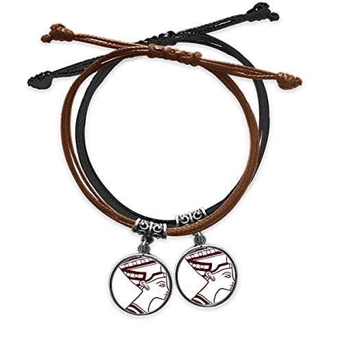 Bracelet cuir double Égypte Abstract Totem portrait fresque côté design égyptien