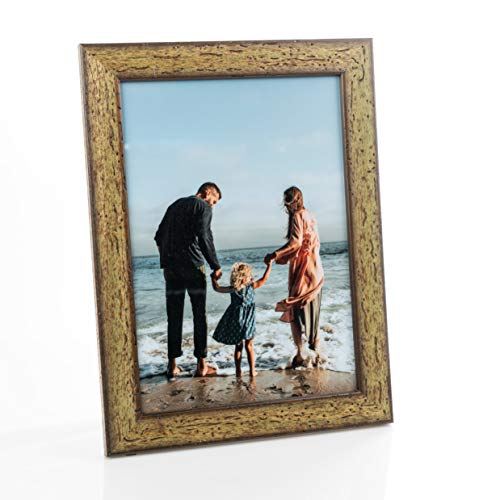 Vintage Bilderrahmen im Landhausstil für DIN A4 / 21x30 Fotos - Fotorahmen in Grün mit Echtem Glas für Schöne Momente | Freistehender Holzrahmen geeignet für Tisch oder Wand, Hoch- & Querformat Cover