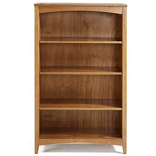 Shaker Style 4 Shelf Bookcase / Solid Wood / 48" High / Adjustable Shelving / Closed Back / Display Bookshelf For Living Room, Bedroom, Home And Office, Cherry #TOP1