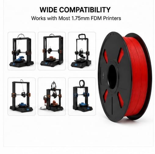 Image of Matte PLA 3D Printer Filament 1.75mm, 1kg Spool (2.2 lbs) - UV /Heat /Weather Resistant, Strong Layer Bonding, Smooth Printing, Low Odor, Outdoor Functional Prototypes, FDM Compatible (red, 200 Gram)