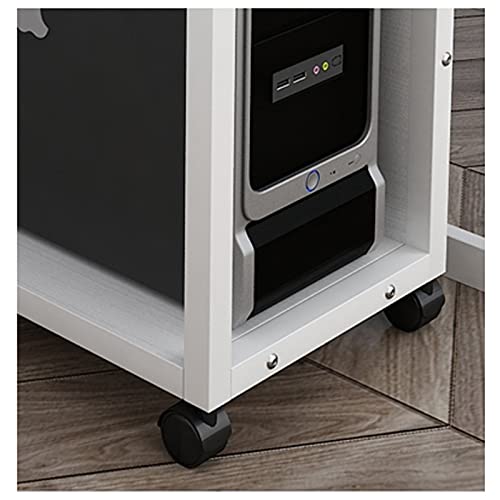 JKXWX PC Tower Stand,Desktop CPU Holder 3-Tier Adjustable PC Tower Stand Cart Floor with Adjustable Width and 4 Caster Wheels(White)