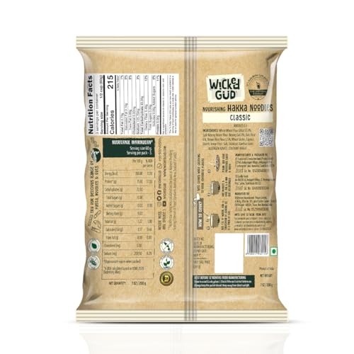 WickedGud Hakka Noodles (200gm x 2) No Maida | No Oil | No MSG | High Protein | High Fibre | Cholesterol Free