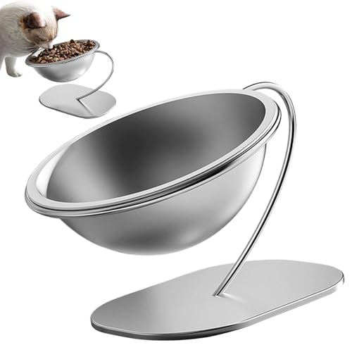 Bol pour chat surélevé en acier inoxydable avec base stable inclinable - 2