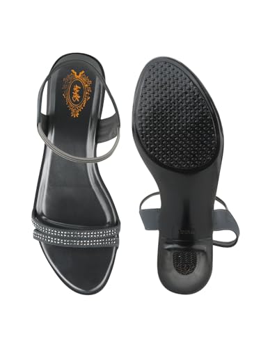 Image of Shoetopia Women's Stylish Heeled Sandals with Strap & Studded Detailing - Comfortable Party & Casual Footwear