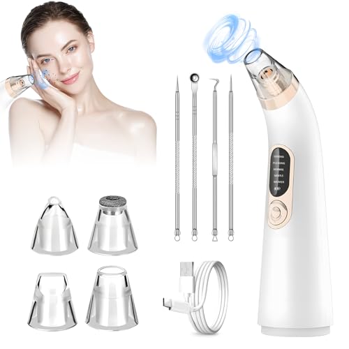 Bwaliffury Aspiratore Punti Neri Professionale,Blackhead Remover Vacuum, Aspira Brufoli e Impurità con 4 Testine &5 Modalità di Aspirazione, Elettrico Comedone per Pulizia Viso e Rimozione Pori