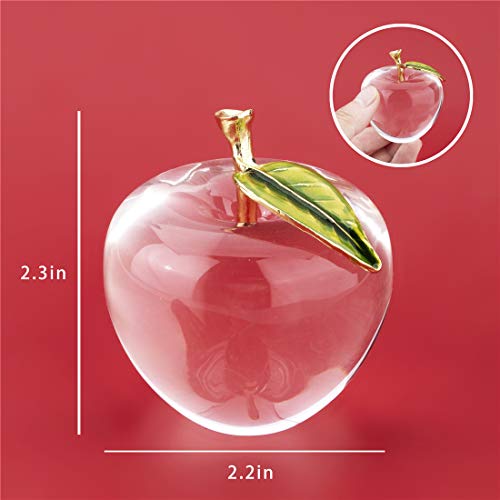 H&D HYALINE & DORA Crystal Apple Paperweight Ornament,Glass Fruit Collectible Figurine with Gift Box