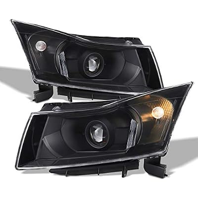 AKKON - For 11-15 Chevy Cruze J300 Black Projector Headlight + Black Bezel LED Light Tube LED Tail Light