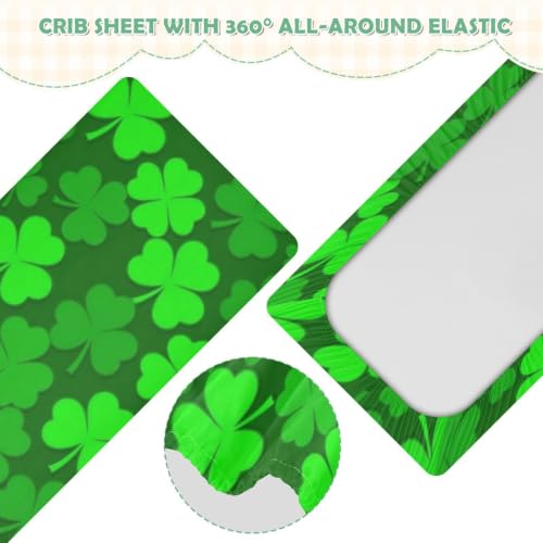Drap-housse imperméable en mousseline St. Patrick vert trèfle pour lit bébé 132x71 cm