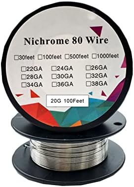Kukensamy Nichrome 80 wire 100Feet Spool Electrical Resistance Wire 20G 22G 24G 26G 28G 30G 32G 34G 36G 38G DIY tool (20G)