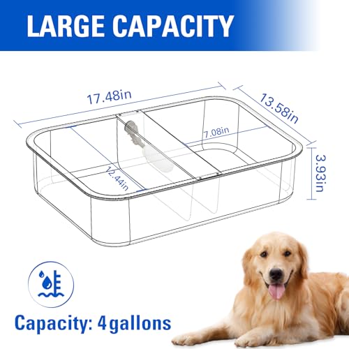 Automatic Water Dispenser for Dogs Livestock Water Trough 4 Gal Large Size Stainless Steel Waterer Feeder Outdoor Automatic Dog Water Bowl with Float Valve and 6.56 ft Water Hose Kit - Thumbnail 2