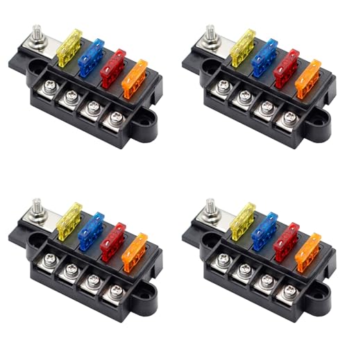 Boîte à fusibles 4 voies 12V-32V avec couvercle étanche pour circuit automobile et bateau