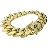 Bling Cartel Mens 24K Gold Plated Bracelet 18MM Heavy Solid Stainless Steel Plain Miami Cuban Link 8