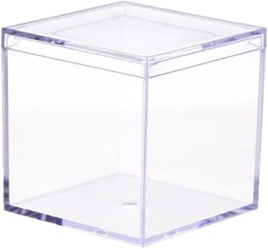 Set of 9 Mini Acrylic Box 3.3 inches 8.5 cm with Lid, Clear Plastic Storage Box, Small Items Storage, Square, Parts Box, Handmade Supplies, Beads, Jewelry, Stationery, Cosmetic Storage