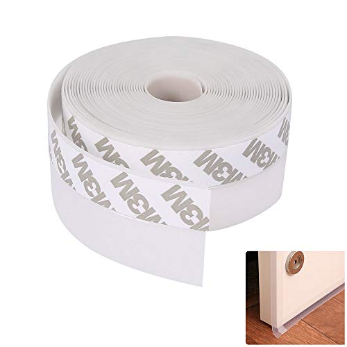 5M Bande d'étanchéité Autocollante en Silicone pour Porte et Fenetre,Joint Bas de Porte Adhésif Imperméable pour Anti-Insectes/Cafard/Vent/Poussière/Insonorisant (Largeur 45 mm, Blanc) Cover