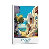 AOJYLXE Paros - Póster de Grecia para pared, 20 x 30 cm, póster de viaje vintage, impresión escénica de paisaje de ciudad, decoración estética de habitación y obras de arte grandes para oficina en