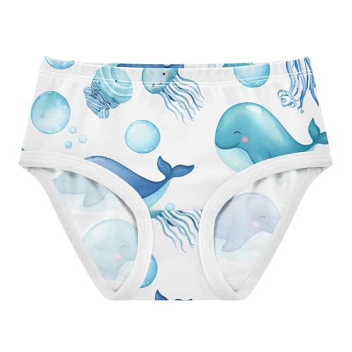 Durable Toddler Underwear Custom 2t Cotton Panties for Girl Cute Sea Animals Whales Kids Undies Briefs