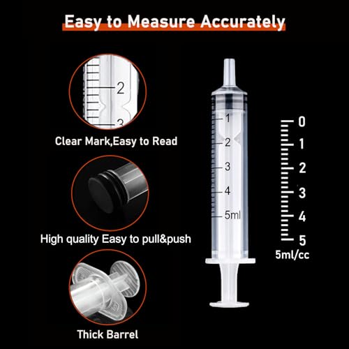 10Pcs 5ml Plastic Syringes with Caps No Needle Syringe for Refilling and Measuring Liquids,Scientific Labs,Feeding Pets Sterile, Individually Sealed - Image 2
