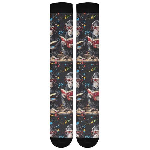 Chimpanzee Star Book Two Pairs Fun Socks Warm Soft Daily Outfit Wear Resisting Easy To Stretch One Size Socks4