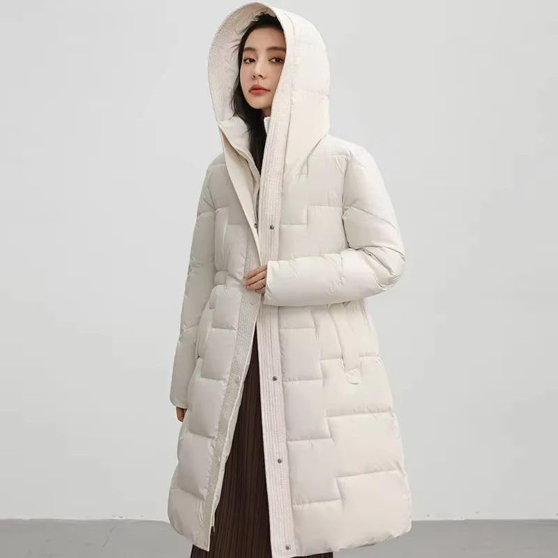 Winter Long Coat Women's Thicken Cotton padded Warm Snow Outerwear Loose Female Windproof Hooded Jacket Parkas Khaki XL