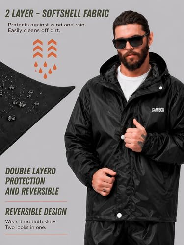 Image of Mens Raincoat Suit with Pant Set Glamoura Series | Waterproof Lightweight Breathable Rain Wear | Strong Stitching, Elastic Cuff & Waterproof Zipper Raincoat for men waterproof