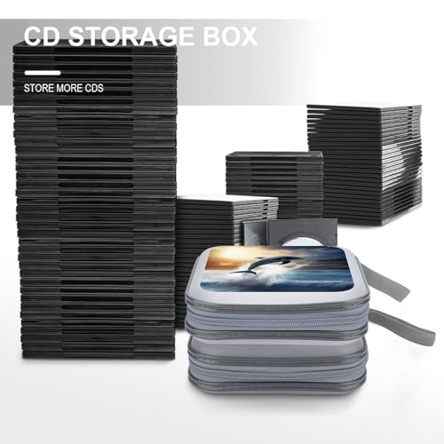 Funda de CD con 40 compartimentos y bolsa de plástico duro portátil con cremallera 7