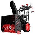 PowerSmart Gas Powered Snow Blower, 24 Inch Two-Stage Self-Propelled, 252cc Engine with Electric Start, LED Headlight