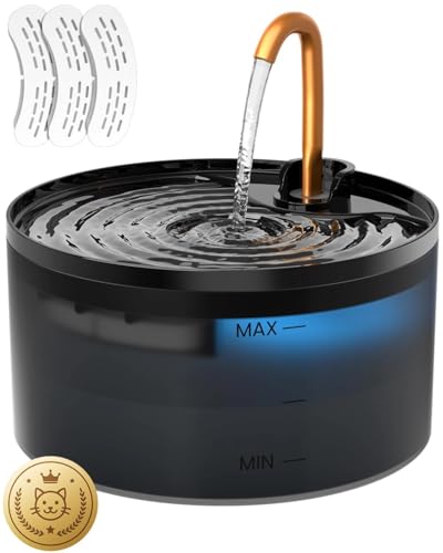 Cat Water Fountain, 71oz/2.1L Cat Fountain for Drinking with Copper Faucet, MISFANS-Designed Pump & Filter, Plastic Automatic Pet Water Fountain Bowl & Dispenser with 3-Pack Replaceable Filters