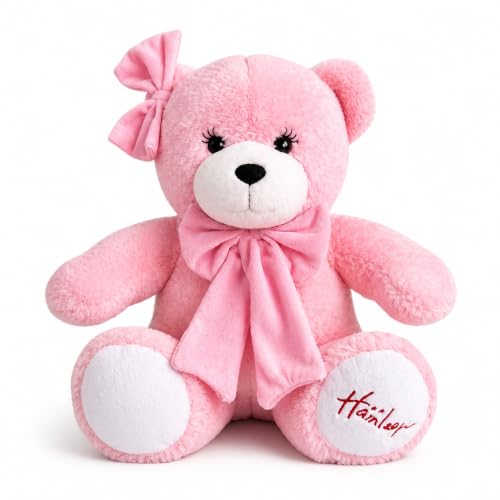 Hamleys Hattie Bear Plush Soft Toy, 27 cm, Pink Hamleys Hattie Bear Plush Soft Toy, 27 cm, Pink